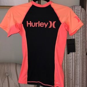 Hurley Rashguard Black, Florescent Pink & Orange